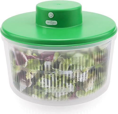 Electric Salad Spinner 4L Large Capacity Fruit Vegetable Strainer Spinner USB Rechargeable Vegetable Spinner Dryer with BPA Free Bowl Automatic
