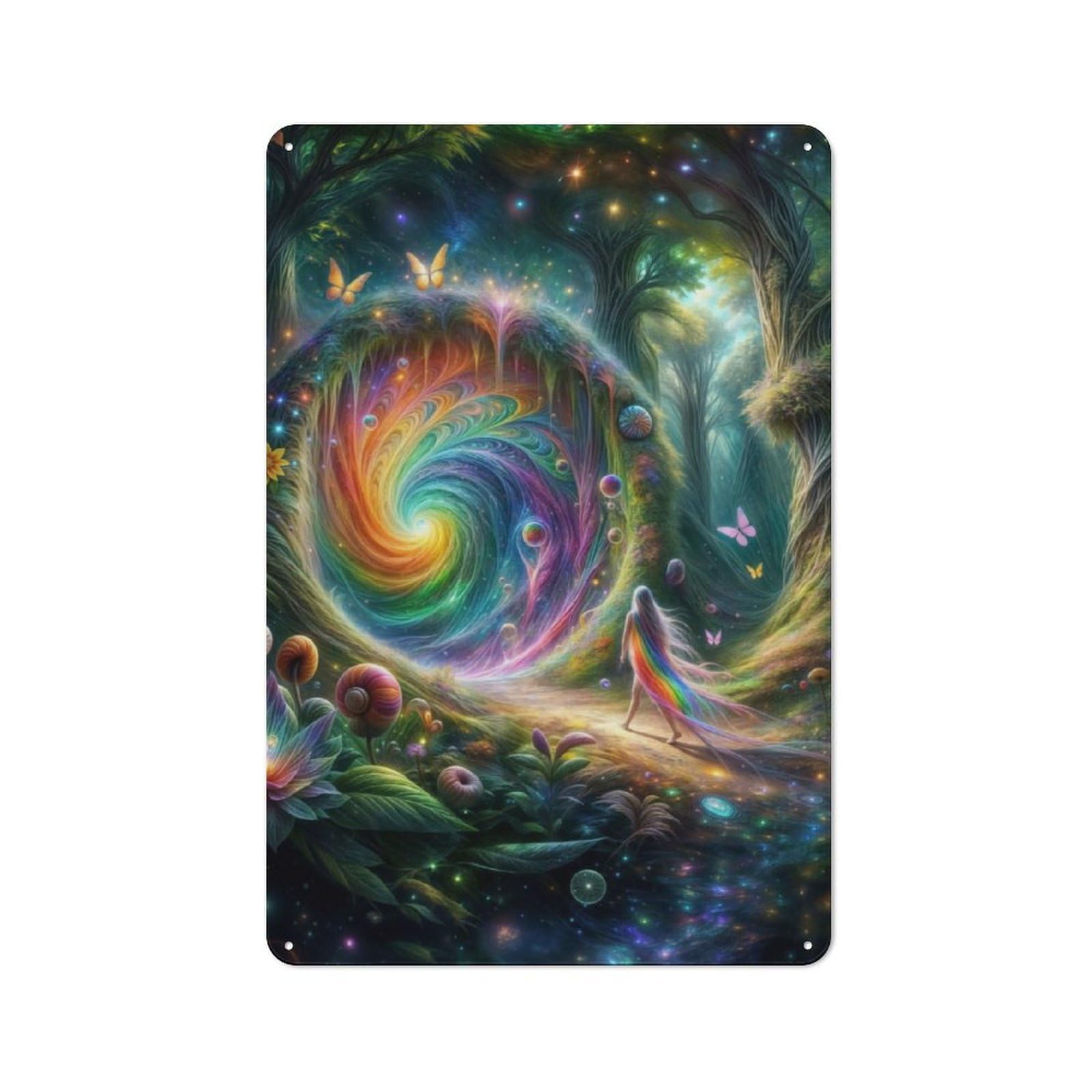 Junmoney Rainbow Forest Portal Vintage Tin Sign 30X20cm With For Guest Room Or Hallway, For Themed Room Decoration, For Vintage Wall Decor Fans