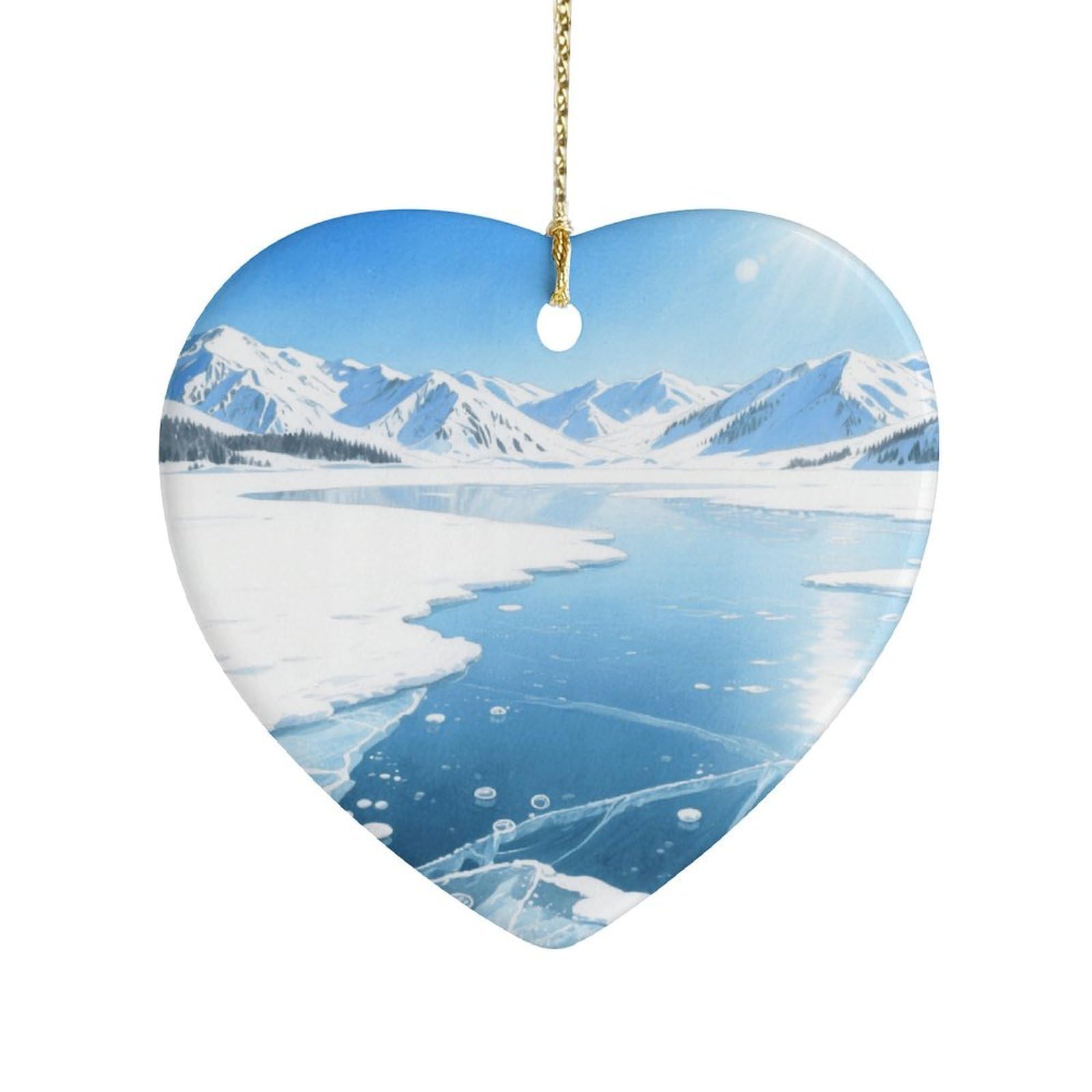 Fekiloot Style Ice Lake And Snow Mountain Ceramic Ornament Home Decor Keepsake