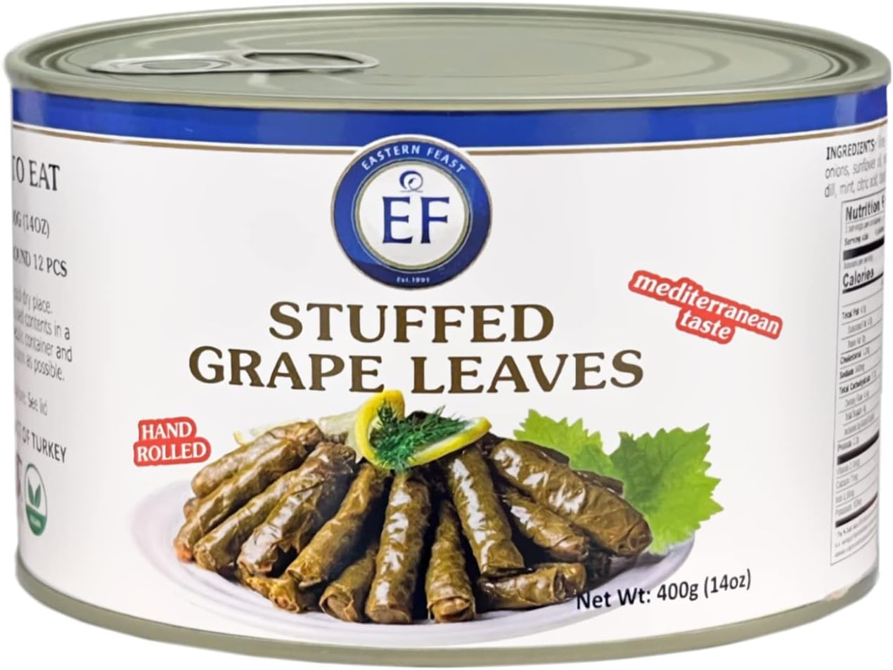 Eastern Feast - Filled Grape Leaves, 14 Oz (400G) Vegan, Kosher