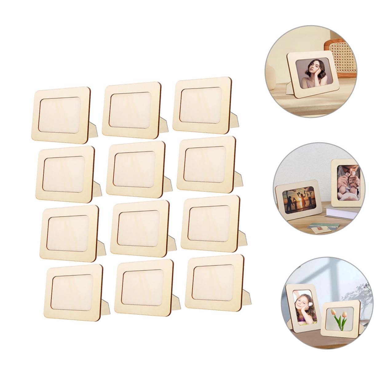 Homoyoyo Cornice per Foto in Legno Grezzo Fai da Te Set 12 Pezzi Cornice Artigianale da Tavolo per Decorazione Casa Soggiorno Camera da Letto Ufficio