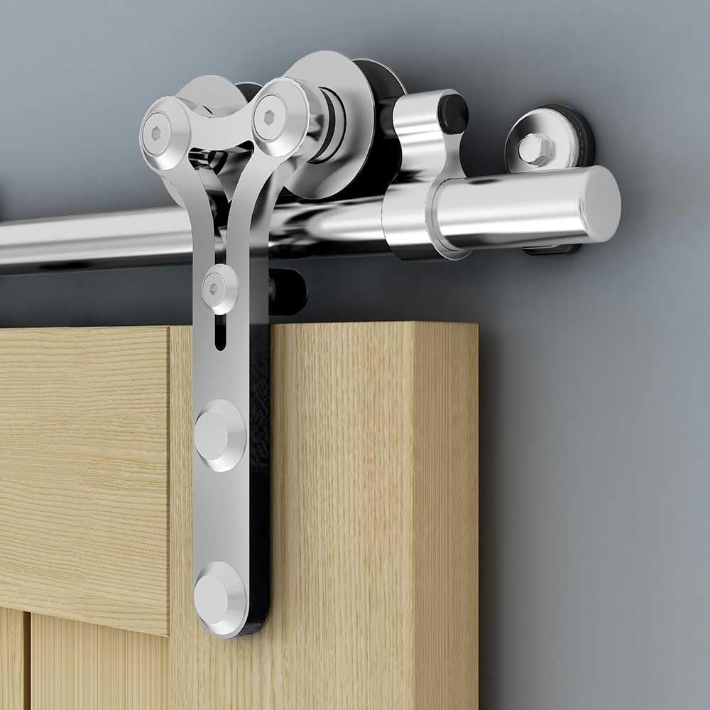 365CM/12FT Schiebetür Schiene Schiebetürbeschlag Edelstahl Schiebetürsystem Komplettset für 1 Holztür(Y Form)