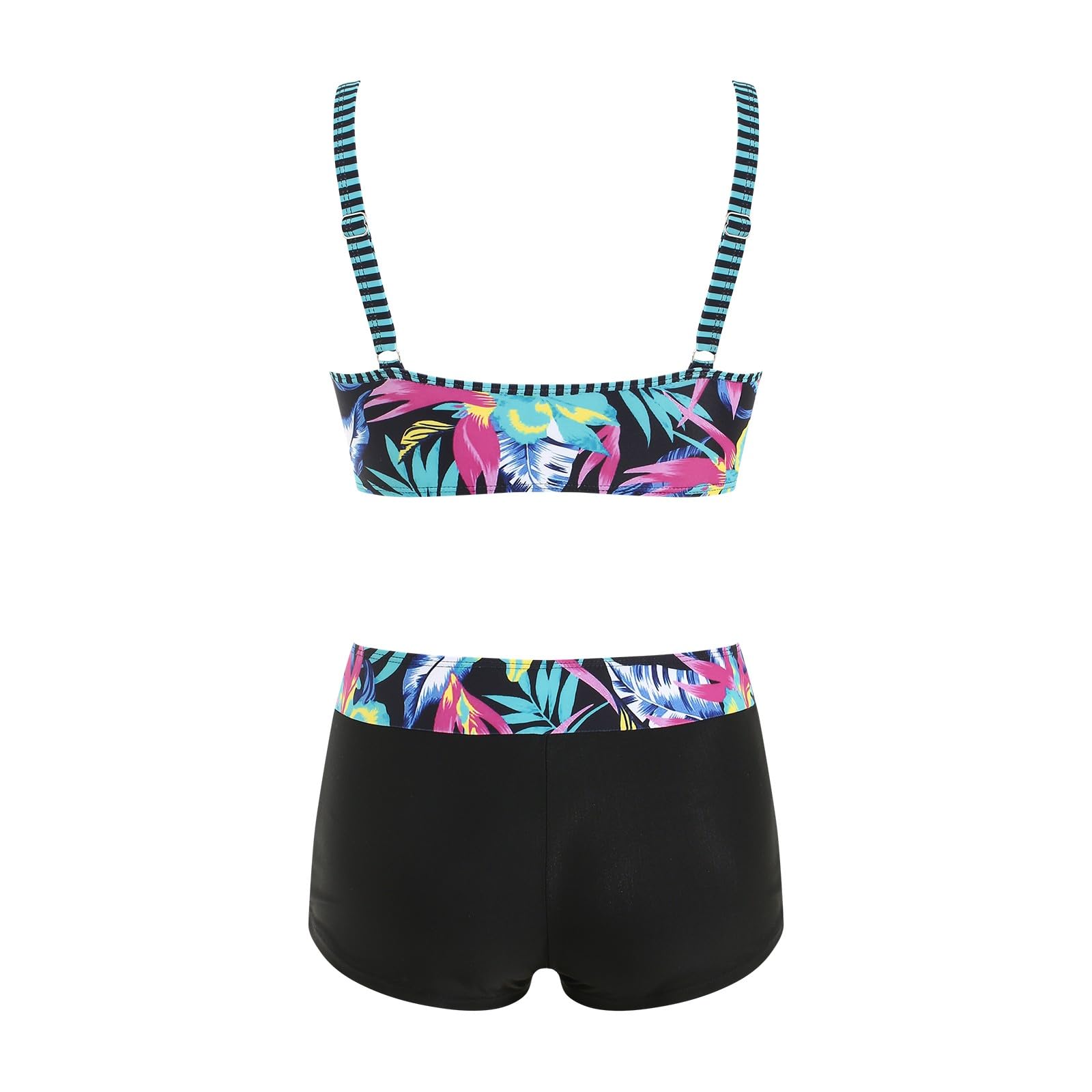 Conjuntos de Bikinis para Mujer Retro Ajustable Cintura Alta Traje Baño Verano Playa