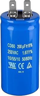 ZOWZEA 200uF/MFD CD60 Motor Start Capacitor 250VAC 50/60Hz for Electric Motor Starting