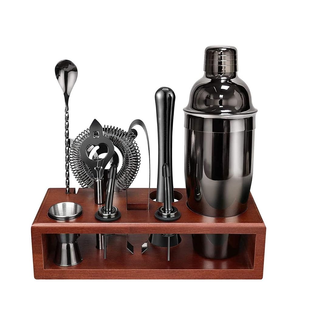 Shaker 750ml en acier inoxydable avec son support en bois élégant