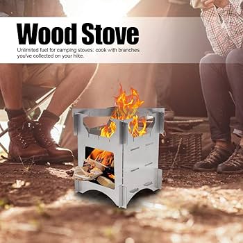 Doorslay Portable Stainless Steel Lightweight Folding Wood Stove Pocket Stove Outdoor Camping Backpacking Cooking Picnic