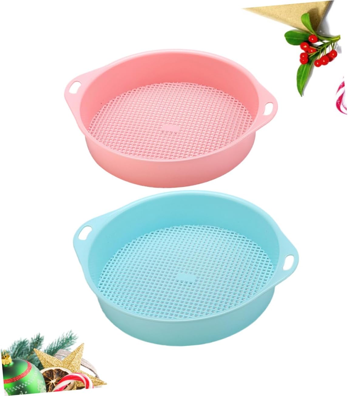 2pcs Plastic Garden Sieve Handle Lightweight Mesh Soil Sifter for and Stone Gardening Tool for Balcony and Gardens