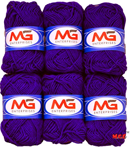 Image of M.G Enterprises Royal Blue Wool Ball Hand Knitting Art Craft Soft Fingering Crochet Hook Yarn, Needle Knitting Thread Dyed - Pack of 8