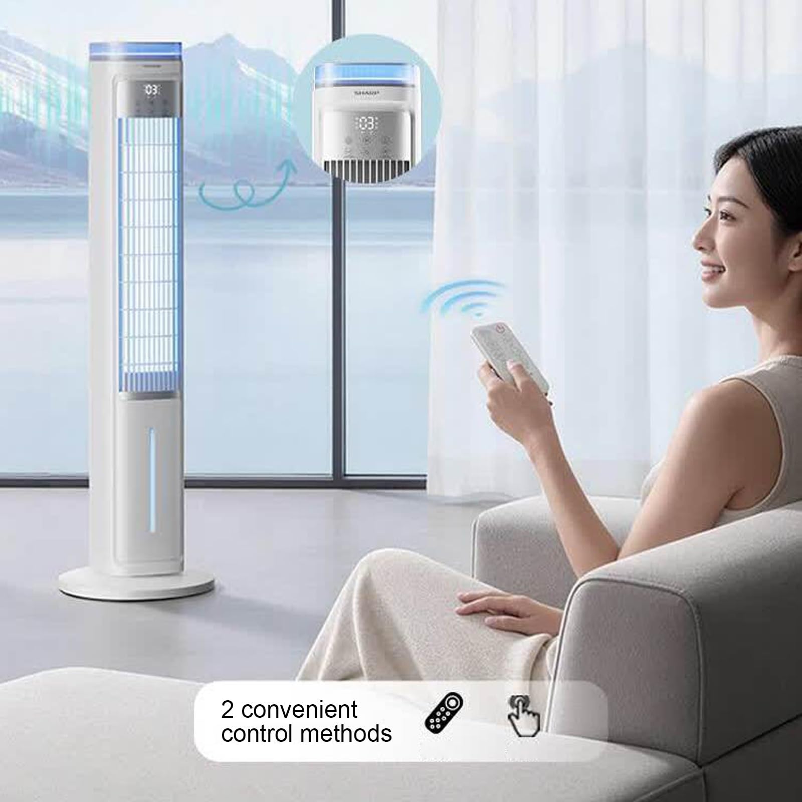 Ventilador Torre Portátil Refrigerado Por Agua de 103cm con Remoto
