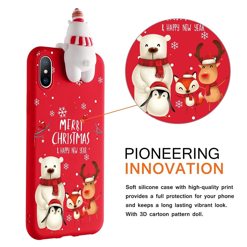2 Custodie Per Huawei P30 Pro Yoedge – Silicone Morbido Con Alce E Babbo Natale, Rosso, Antiurto