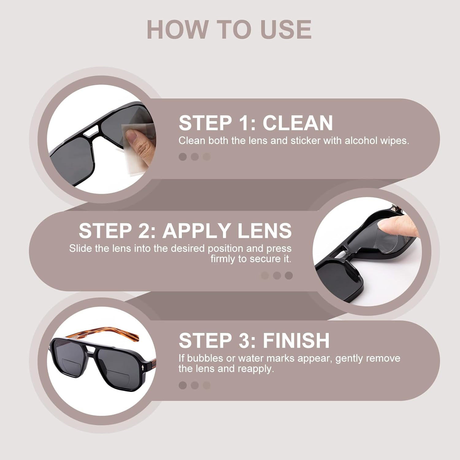 Stick-on Bifocal Readers for Sunglasses, No Water or Adhesive Needed, Reusable Reading Lenses for Glasses Goggles - Image 6