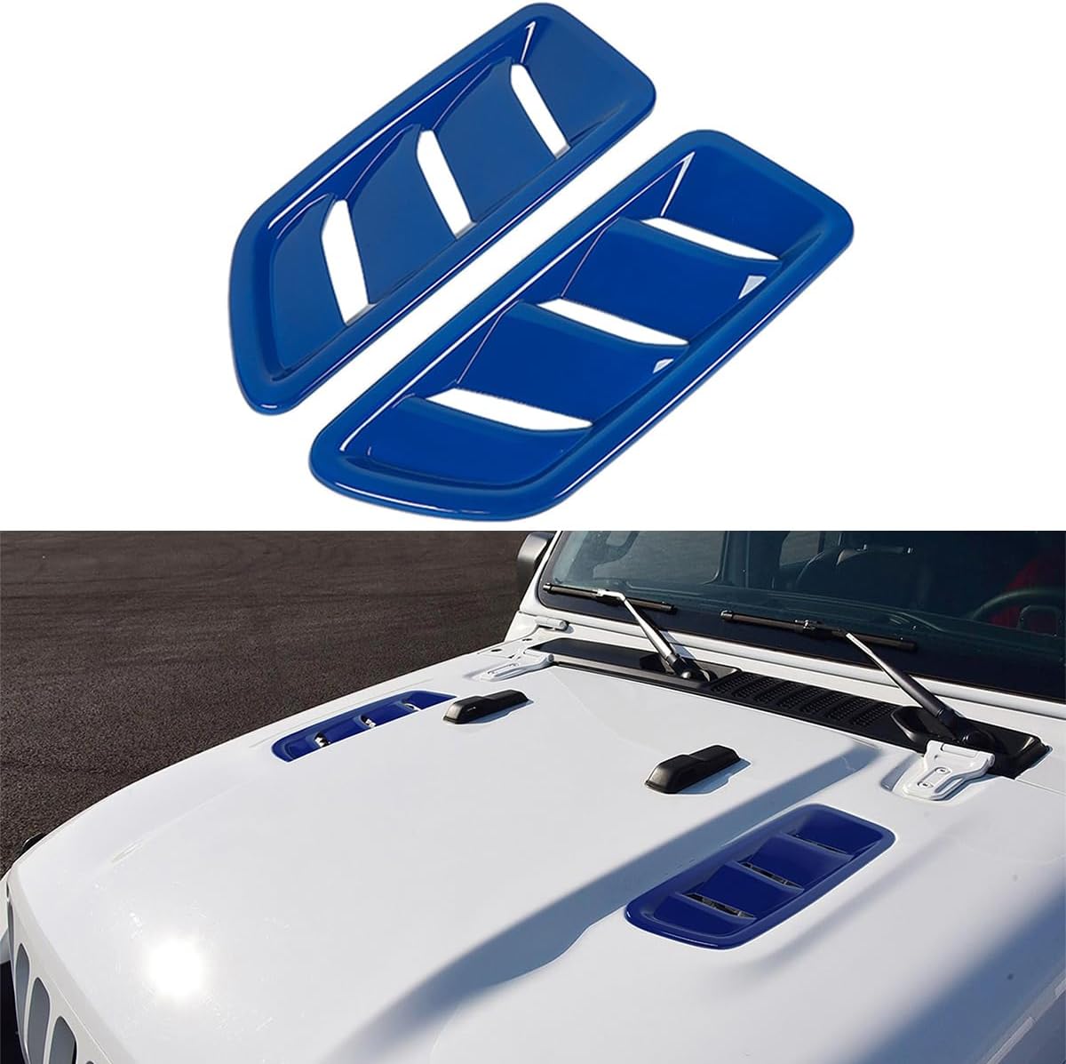 Car Hood Air Vents Trim for Jeep Wrangler JL Rubicon 2018 2019 2020 2021 2022 Hood Scoop, Bonnet Vent Hood Air Grille Intake Cover Exterior Accessories 2PCS