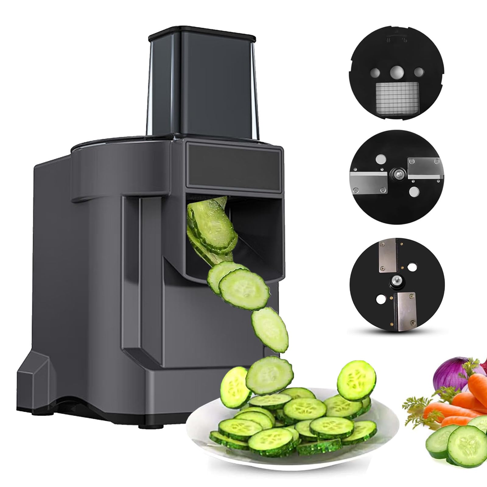 Commercial Vegetable Dicer Chopper - 3 in 1 Food Cutter Processor Machine for Slicing, Shredding, and Dicing