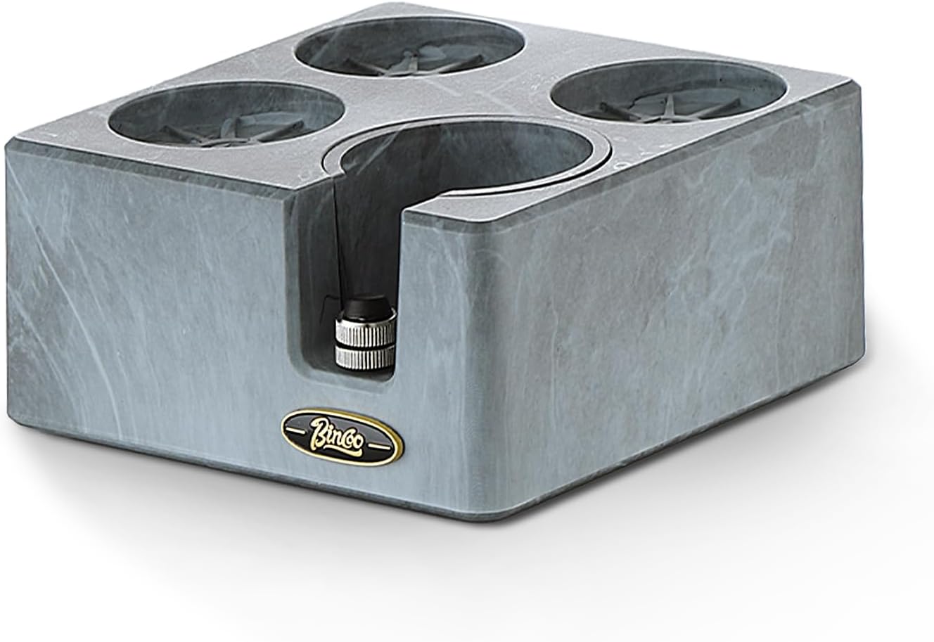 Bincoo Multifunction Espresso Tamper Station 4 Holes,Adjustable Height Espresso Coffee Organizer Box Fit for Storage 51, 53, 58MM Espresso Tamper,Coffee Tamper Holder(Gray)