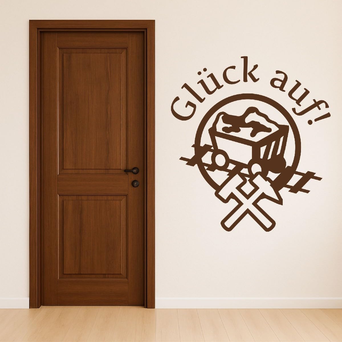Wandtattoo Glück Auf - Steiger Schlägel Und Eisen Lore - Wanddeko Wandaufkleber - Schwarz 115 x 104 cm