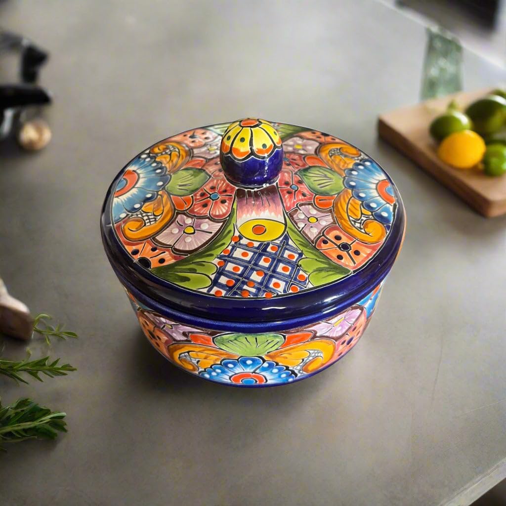 Talavera Tortilla Warmer | Hand-Painted Mexican Ceramic Dish