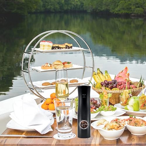 Miniatura 8 de KISUFU Juego de molinillo eléctrico de sal y pimienta, molienda automática a pilas, arranque con un solo botón, molinillo de operación automática