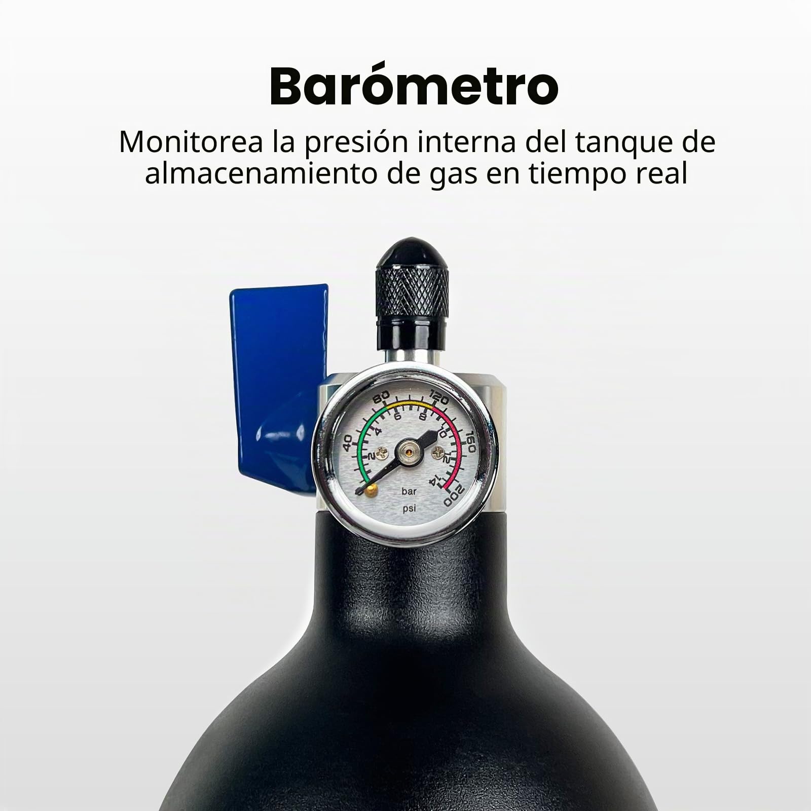 Inflador Tubeless con Barómetro 1,3 L / 200 PSI (13.79 Bar) - Aluminio Reutilizable Bomba para Inflar Neumáticos Tire Booster - Bomba de Aire Bicicleta de Carretera y Montaña con AV/FV