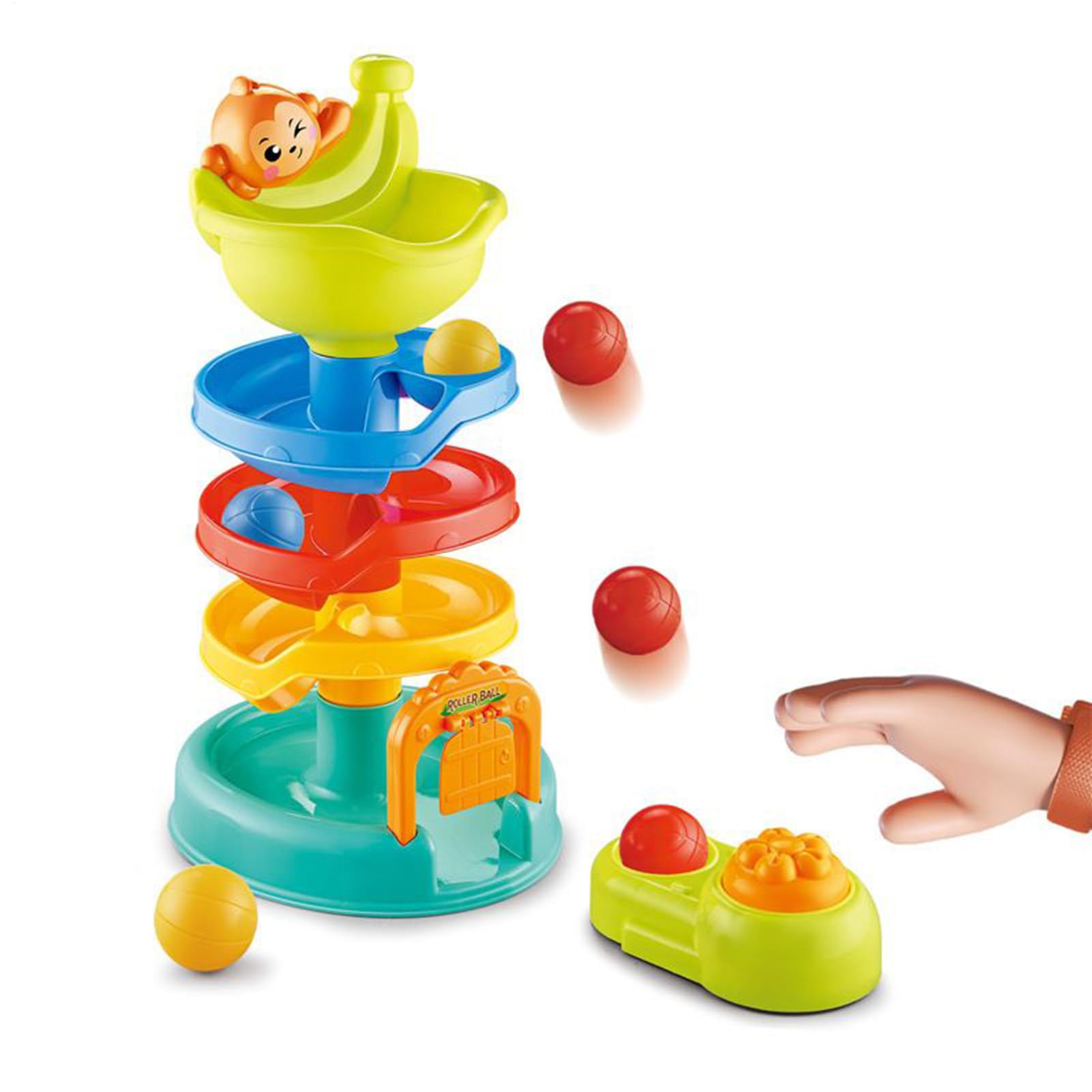 Juego torre bolas aprendizaje temprano con lanzapalle y rampa interactiva 8