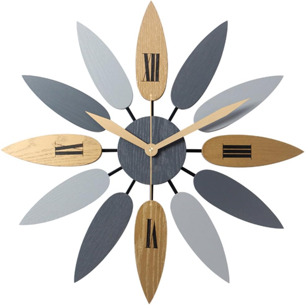 iVansa Large Wall Clock, 20.5'' Vintage Nordic Style Wall Clock, Creative Leaf Shape Design Silent Wall Clock for Living Room/Bedroom/Office