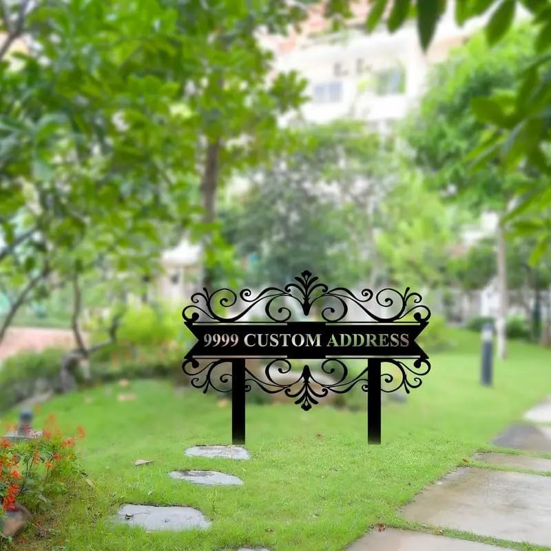 Personalized Metal House Number Yard Sign, Custom House Address Numbers for Lawn Garden Ground- Lawn Plaque, Yard Sign, Garden Decor