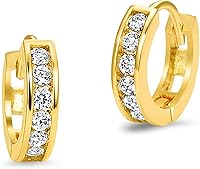 Vista 1 de Arete de latón chapado en oro 14K tipo argolla para niñas