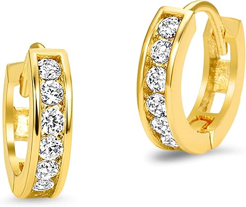 Arete de latón chapado en oro 14K tipo argolla para niñas