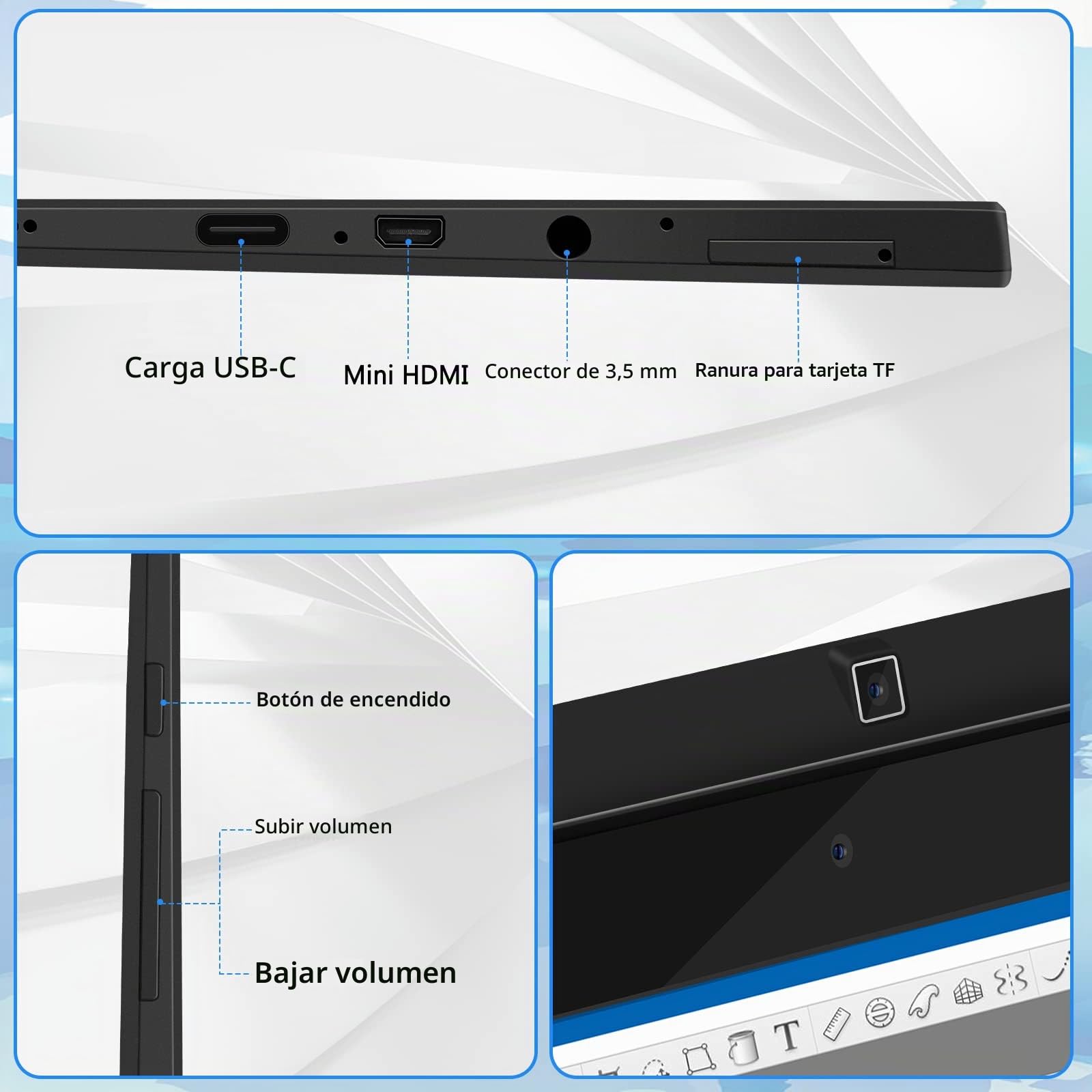 T11 Pro Tableta de Dibujo con Pantalla,Tableta Gráfica con Pantalla de 10,1 Pulgadas,Monitor de Dibujo,Tableta de Dibujo Digital Portátil sin Necesidad de Ordenador