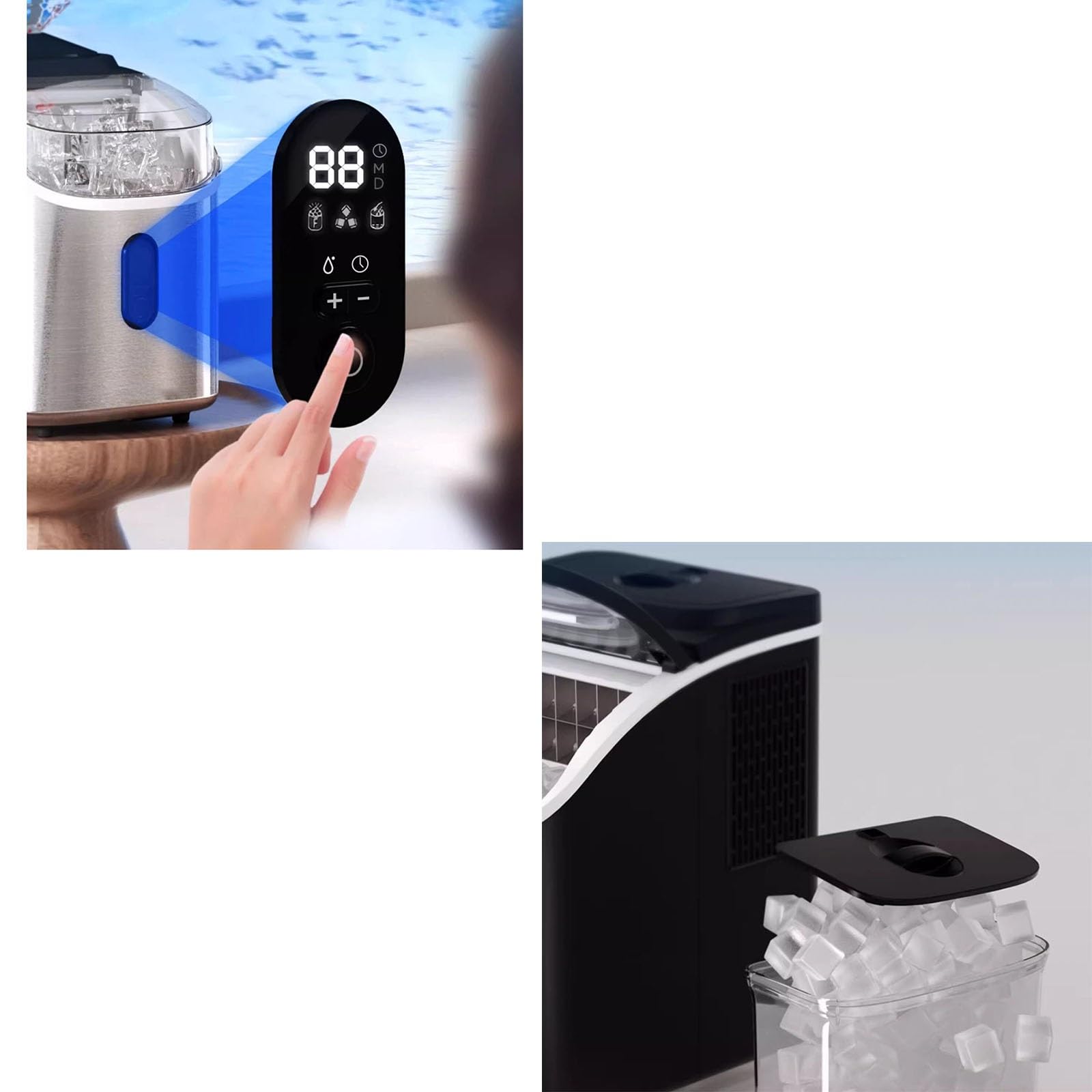 Máquina para Hacer Hielo de Sobremesa, Máquina para Hacer Hielo Portátil, Fabricación de Hielo Temporizada, Autolimpieza con Un Solo Botón, Adecuada para El Hogar Y Cafeterías Pequeñas(B)