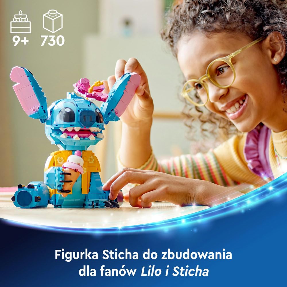 LEGO Disney Stitch 43249 | Figurka z filmu, model do zbudowania, prezent dla fana Disneya 9+, 730 elementów