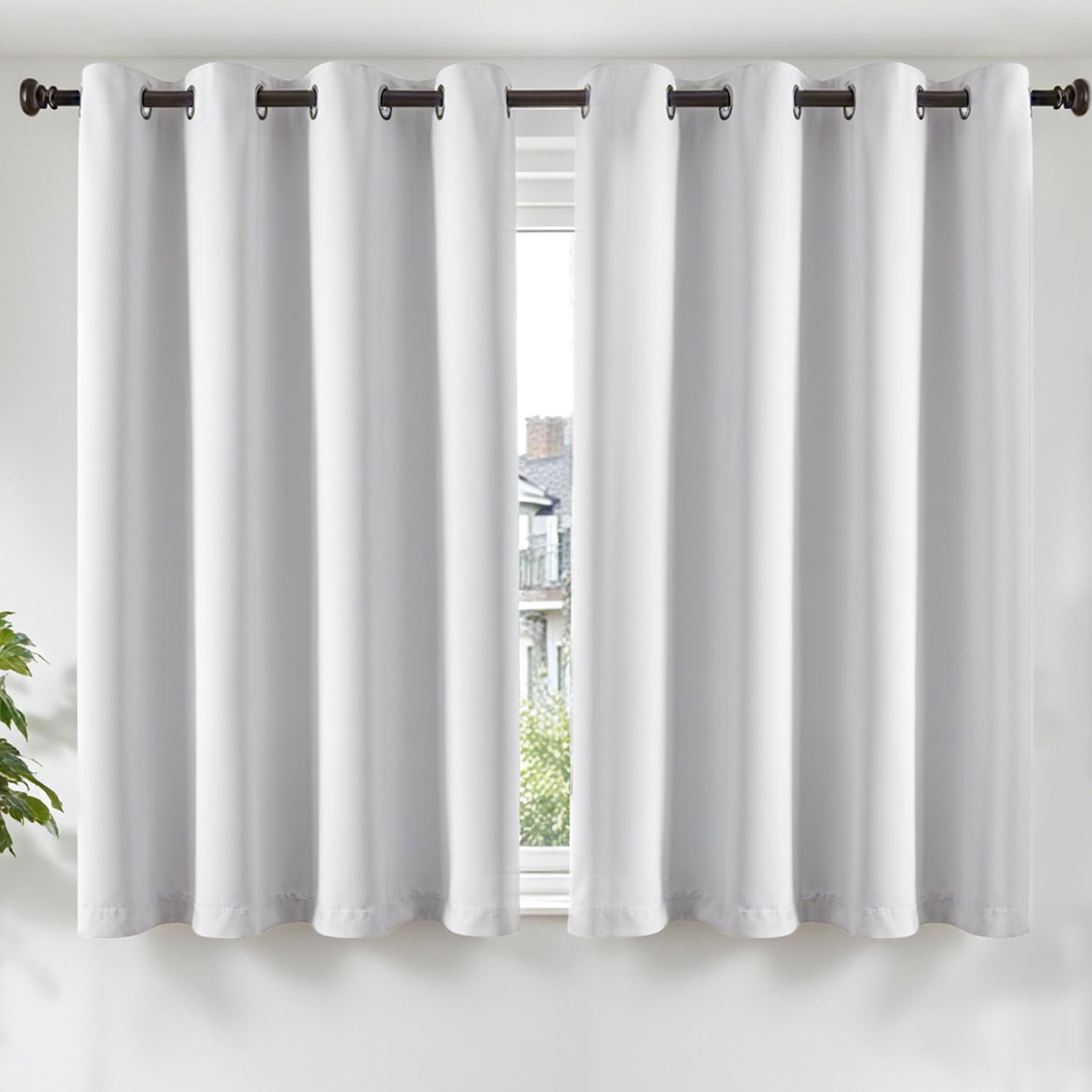 TOPICK Greyish White Thermal Insulated Curtains for Bedroom 54 Inch Drop, Living Room Darkening Blackout Curtains & Drapes, Super Soft Hand Made Curtain 2 Panels, W46 x L54 Inch — image 1