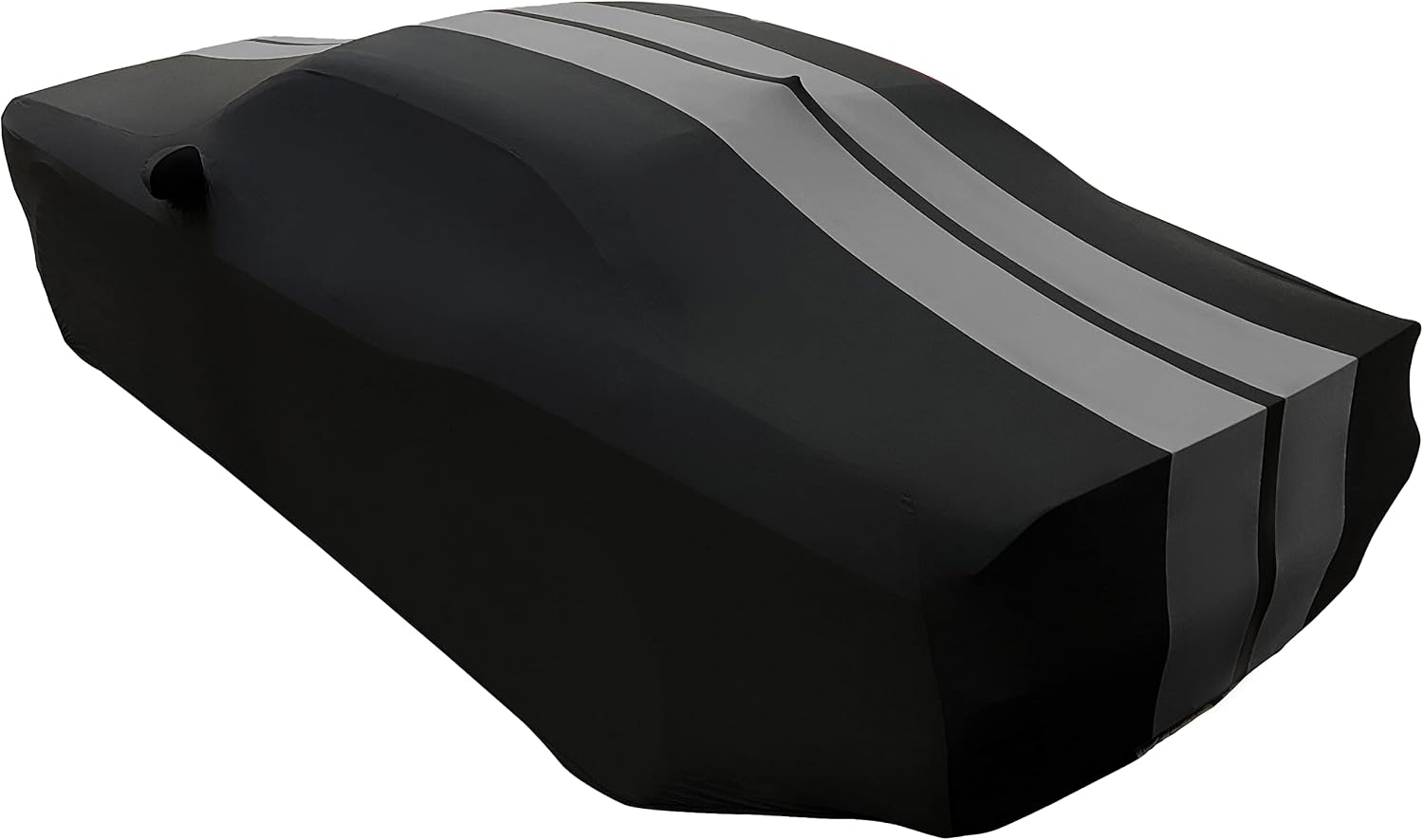 SR1 Performance USA Indoor Car Cover for Dodge Challenger 2008–2023 – Ultraguard Stretch Satin Custom Fit, Dust Cover, Breathable Scratch-Resistant Sport Series Stripe (Black/Gray)