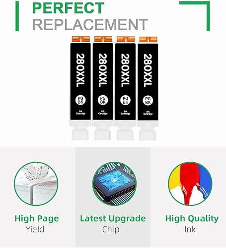 Miniatura 3 de PGI-280XXL PGBK Cartuchos de tinta negra, repuesto para cartuchos de tinta Canon 280 281 para usar con Canon TR8520 TR7520 TR8620 TS9120 TS6320