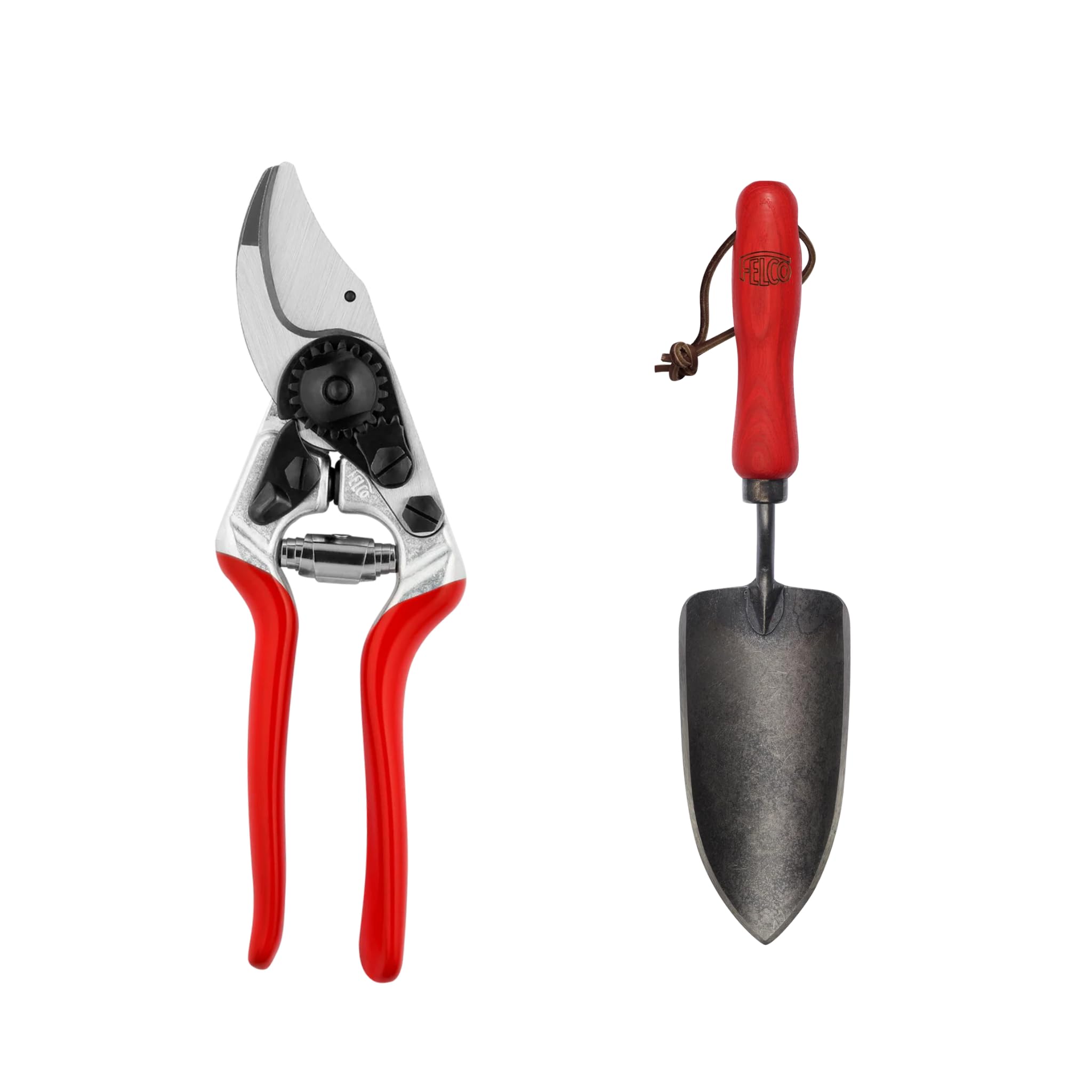 FELCO 2-teilig: Kompakte Bypass-Gartenschere 14 + Geschmiedete Boronstahl-Pflanzkelle 401, Rechtshänder, Kleine Hand, 18mm, Komplettes Gartenset