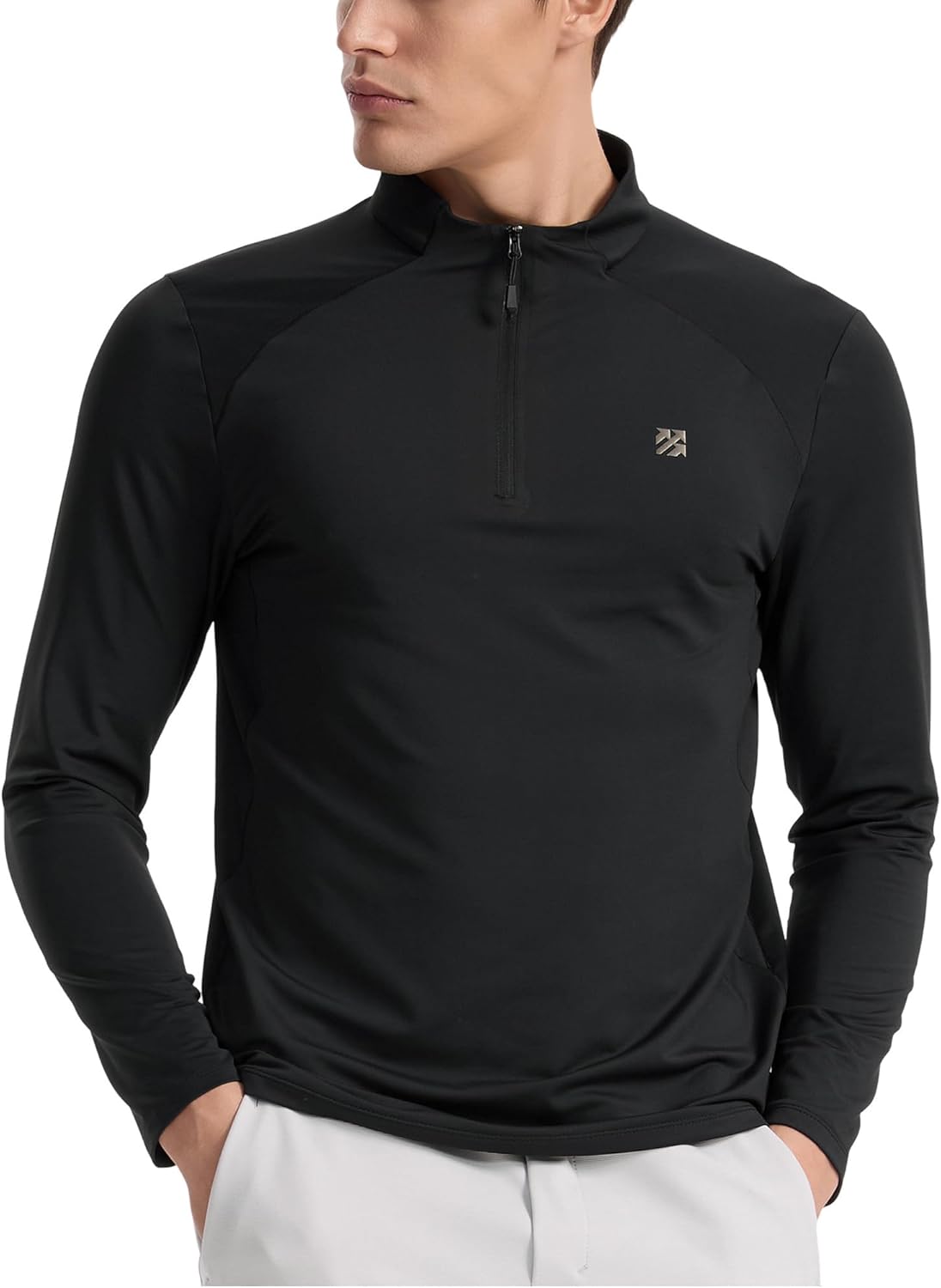 Mens Golf Shirts Skinny Quarter Zip Pullover Outdoor Sports Running Shirts