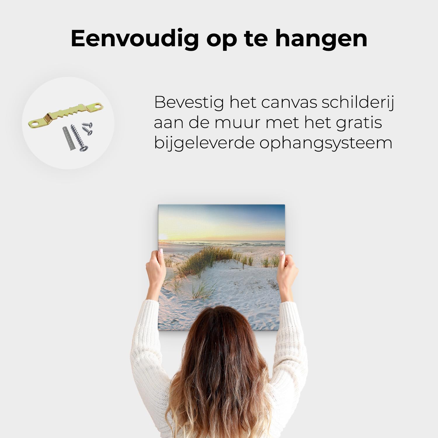 Artaza Leinwand Bilder Strand - 50x50 cm - Wanddeko Meer - Wandbilder Sonnenuntergang - Deko Dünen