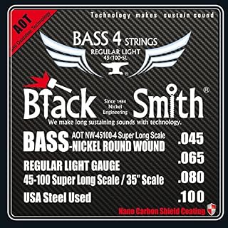 Black Smith 45-100 35″ Coated Jeu de 4 Cordes pour Basse électrique - Les Beatles, Paul McCartney, John Lennon, RIngo Starr, George Harrison
