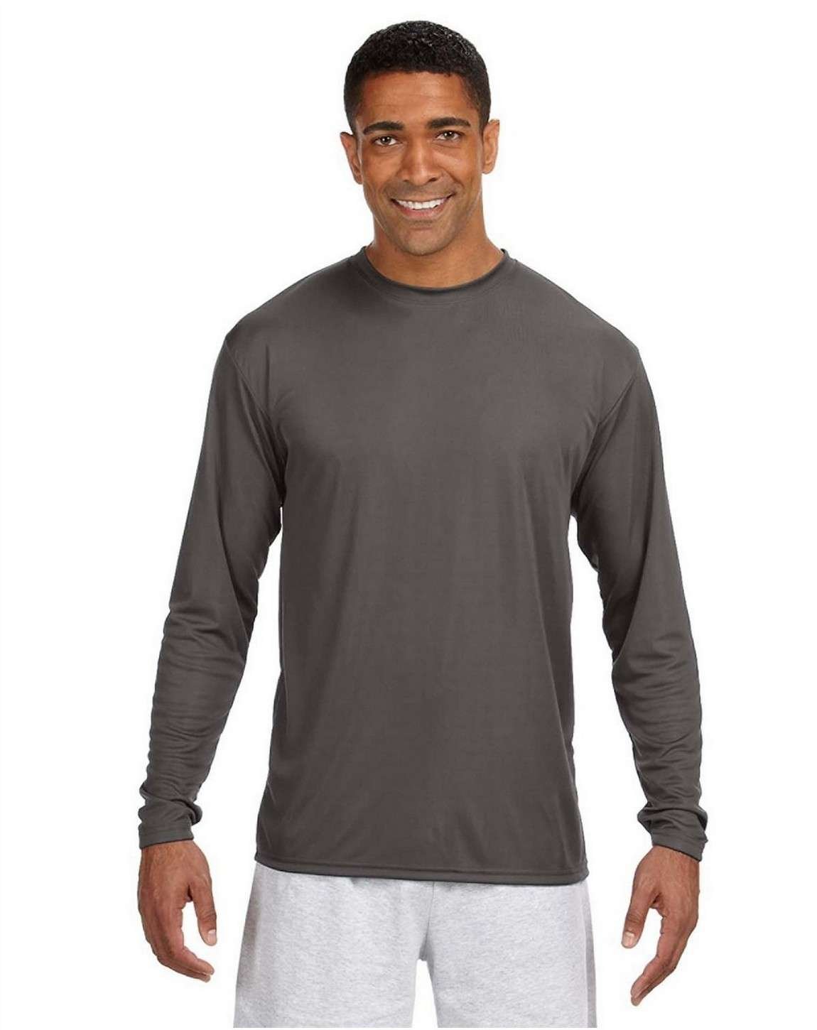 A4 N3165 Adult Cooling Performance Long Sleeve Tee Silver Large
