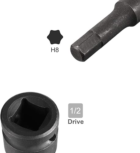Miniatura 5 de uxcell Broca hexagonal de impacto de 12 pulgada x H8 (0.315in) de longitud, uso de acero CR-MO con controladores de impacto o trinquetes de mano