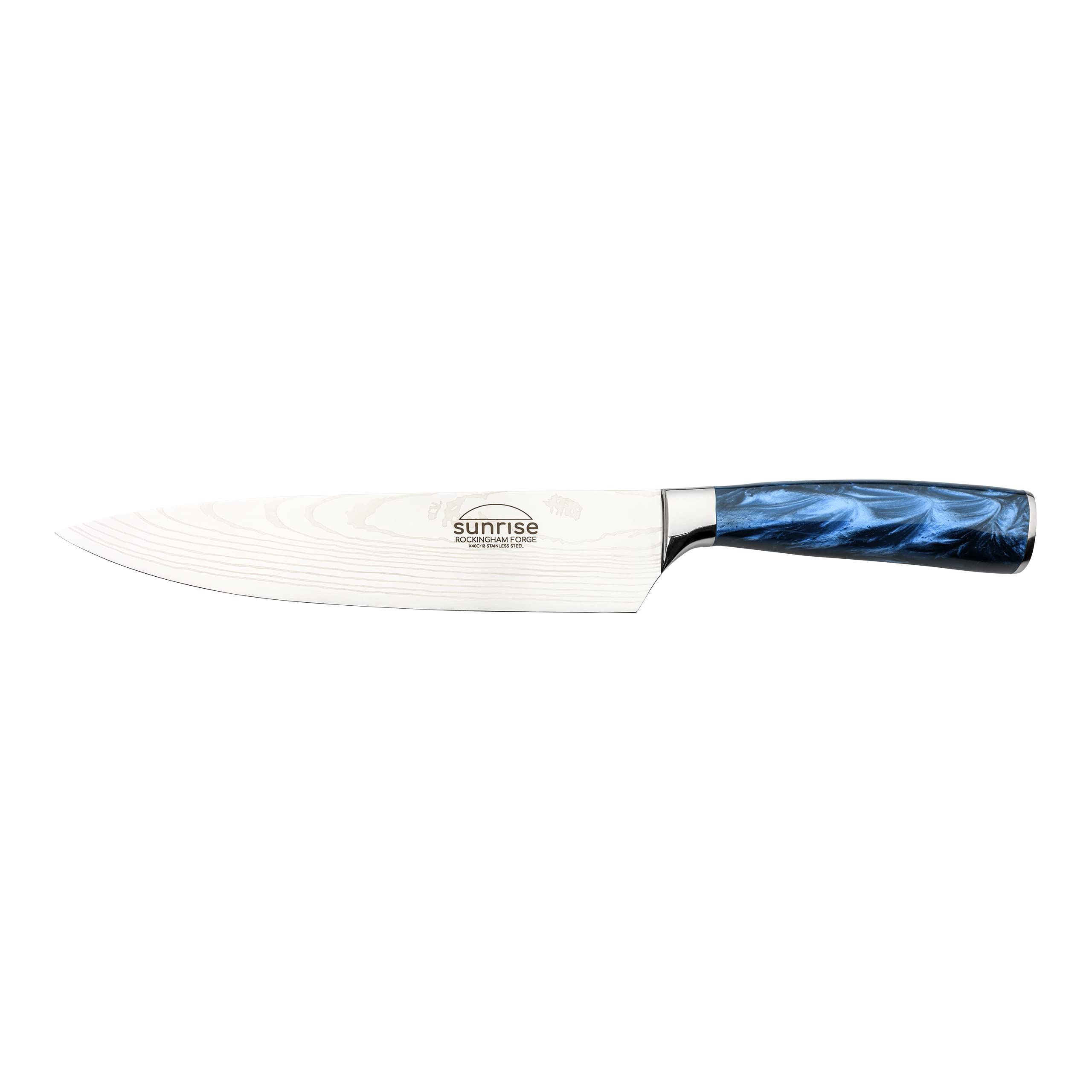 Rockingham Forge Sunrise Collection 8" Chef's Knife, Stainless Steel with Resin Handles, Sapphire Blue