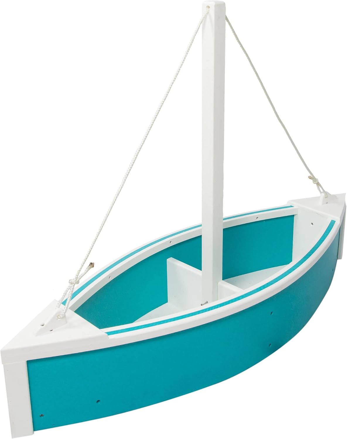 Furniture Barn USA Poly Sailboat Planter, Aruba Blue and White