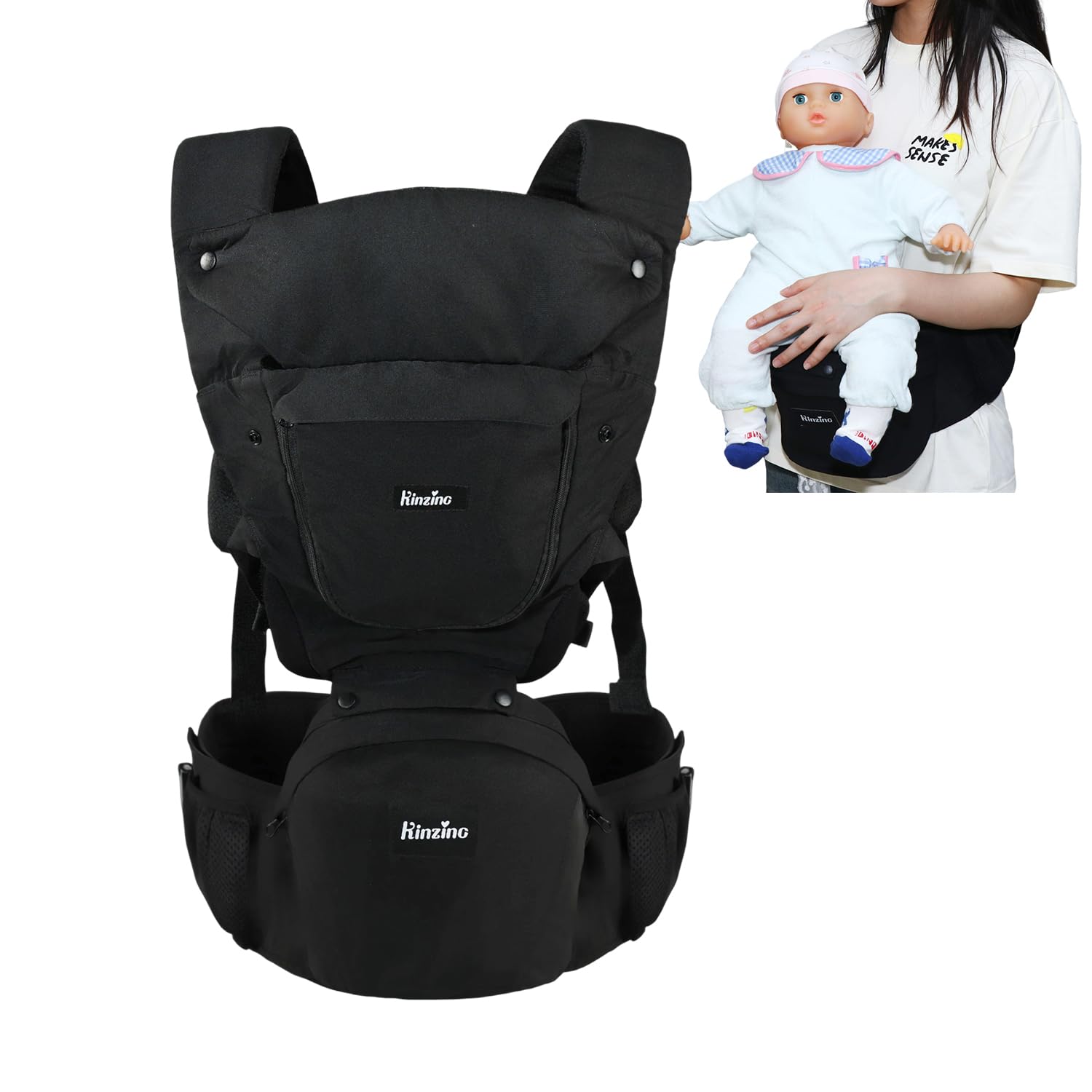 Baby Carrier with Hip Seat 6 in 1 Ergonomic Baby Carrier for Newborn to Toddler 7–45 lbs Adjustable Infant Carrier with Lumbar Support Soft Breathable