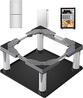 Mini Fridge Stand with Silicone Mat, Adjustable Refrigerator Stand with 4 Stainless Steel Feet (9"-10.2" High), Suitable for Small Refrigerators, Portable Compact Washer or Dryer