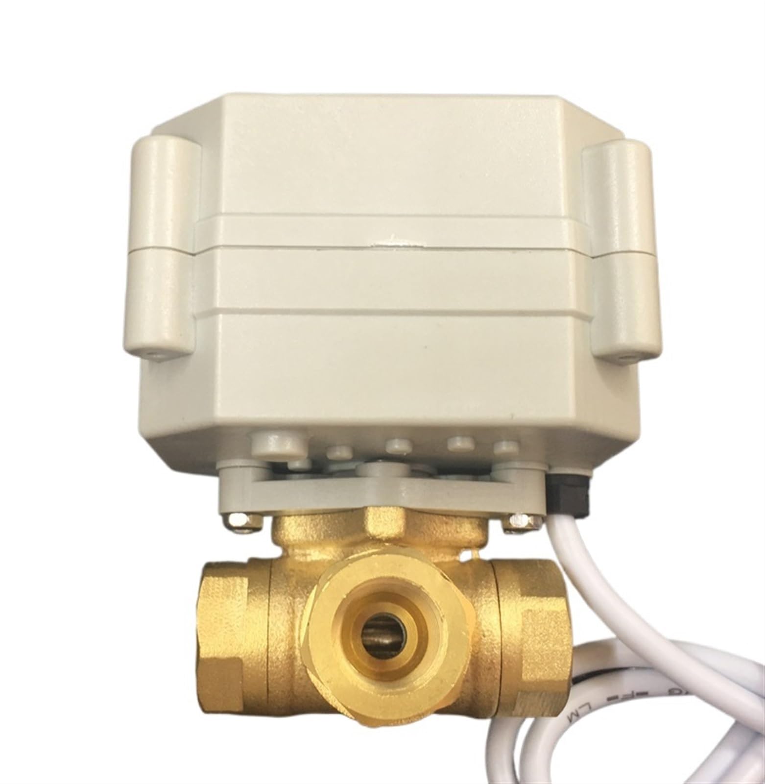TF10-BH3-C 3/8'' DC12V lub DC24V 3-drożny mosiężny elektryczny zawór kulowy ze wskaźnikiem położenia do hydrauliki DN10 (12VDC-CR201, otwór L)
