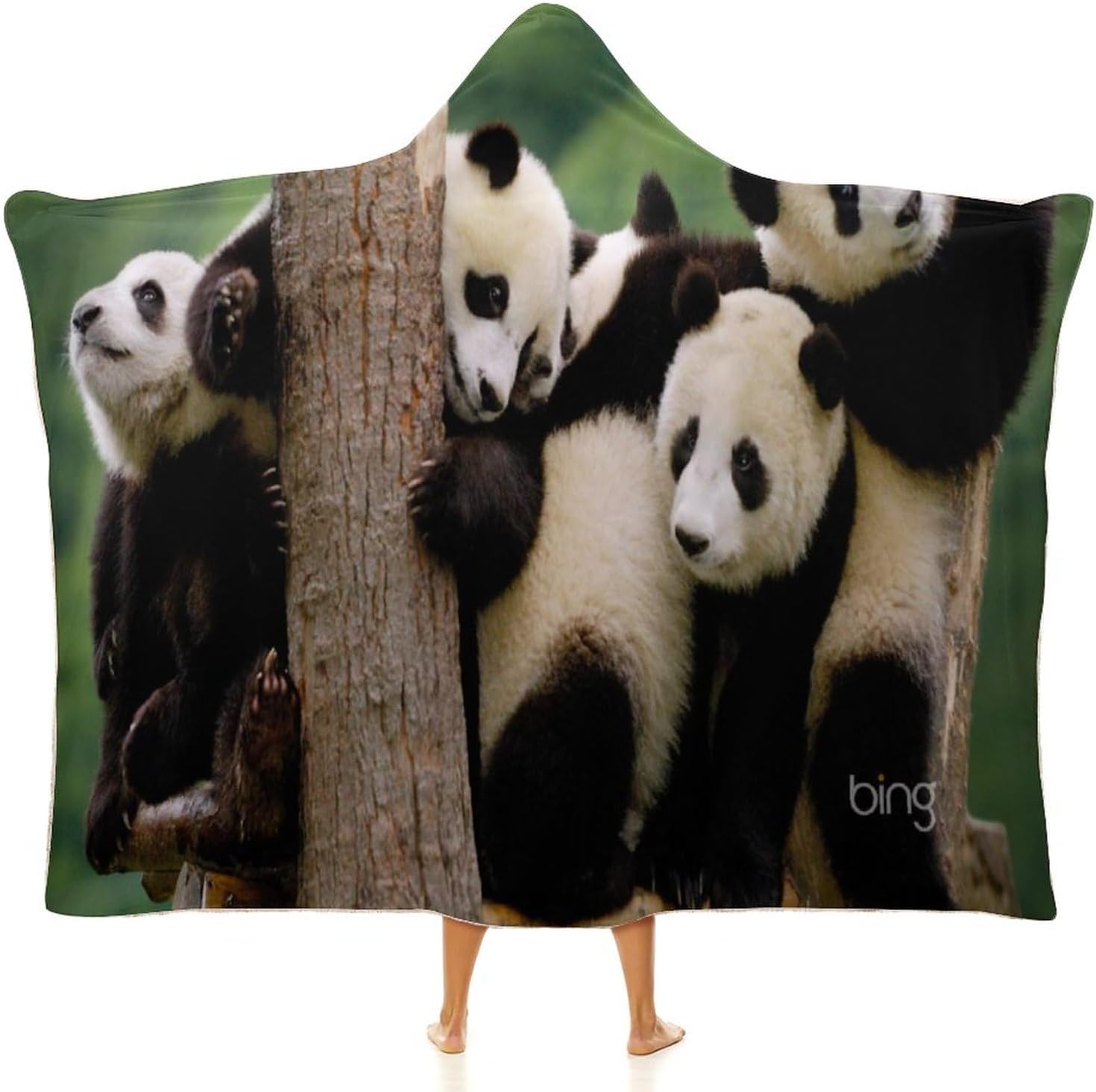 BNSSJAVS Wearable Blanket with Hood, 100x130cm/40x50in, Hooded Blanket Gifts for Kid Boy Girl, Super Warm and Cozy Giant Blanket Hoodie - panda, Panda 4, 40x50in/100x130cm
