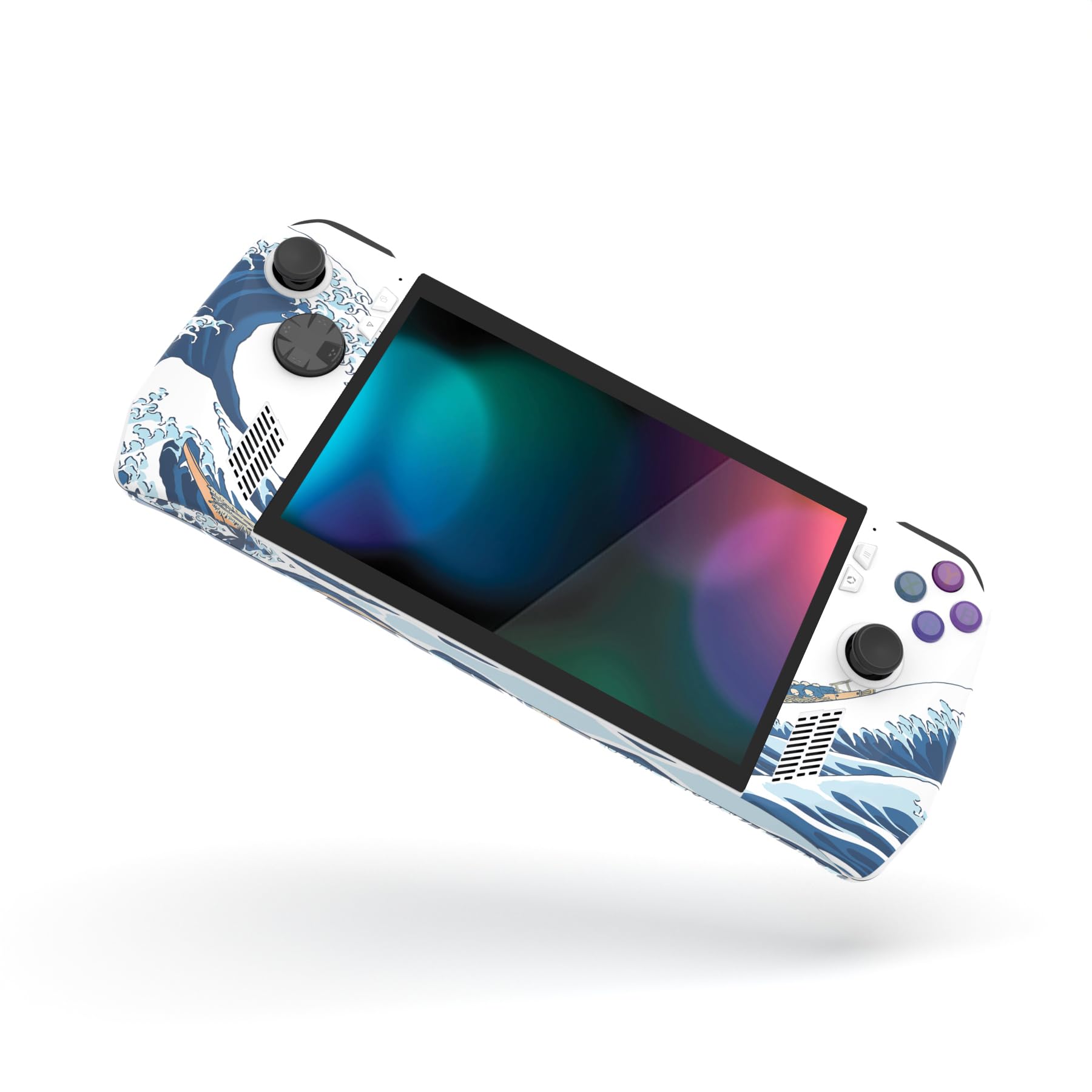 playvital Adesivo Skin per ROG Ally,Adesivi Decal Sticker Vinile Protettiva per ROG Ally Console(2 Set)-Grande Onda Bianca