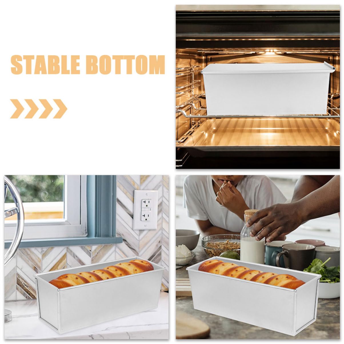 Ciieeo 2 Moldes Para Pan Con Tapa Moldes Metálicos Para Hornear Pan Herramientas Versátiles Para Todo Tipo De Panes.
