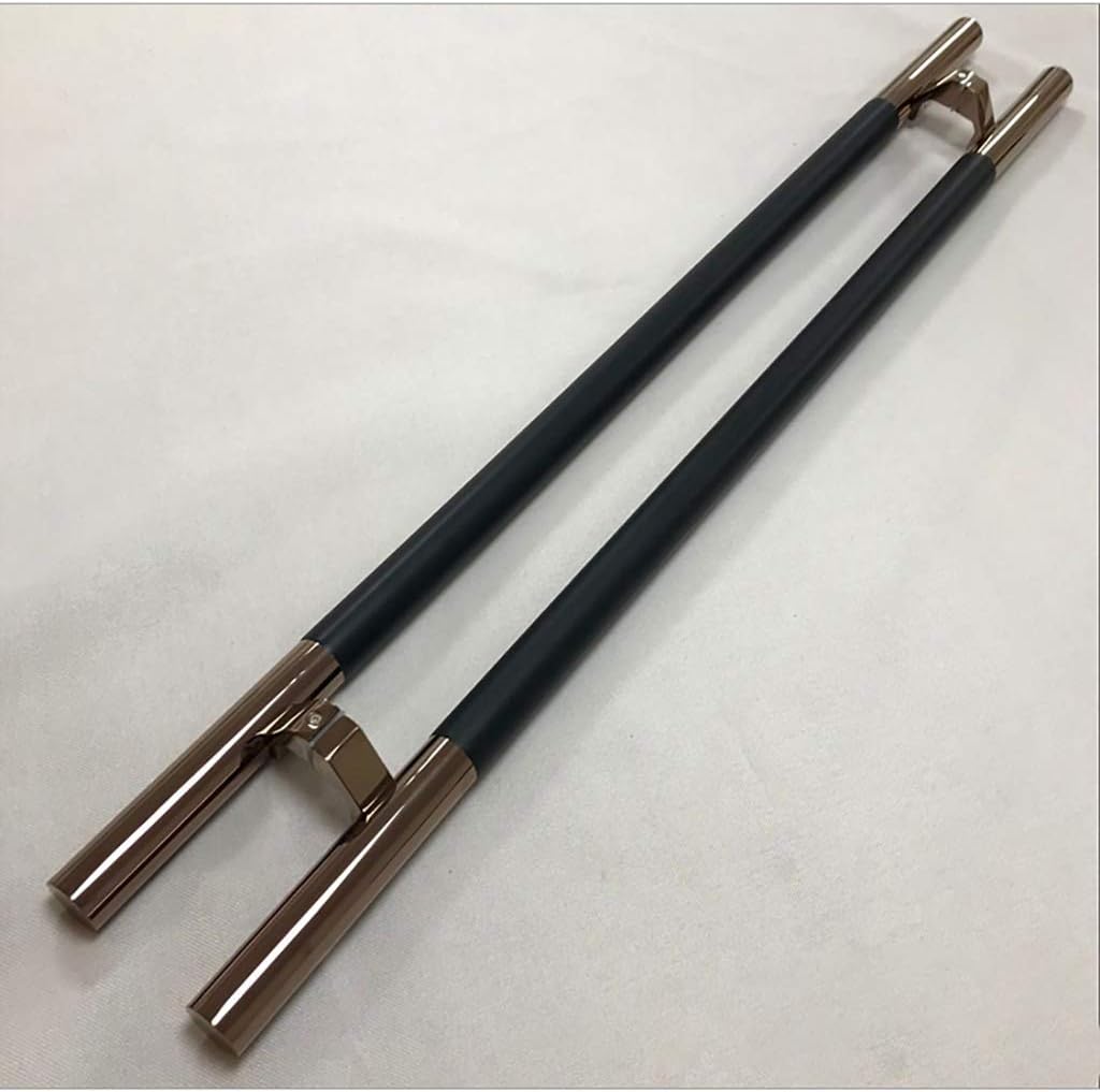 Black Solid Wood Stainless Steel Door Handle Commercial Tempered Glass Door Push-Pull Handle Barn Door Sliding Handle,4 Lengths(600×400mm)