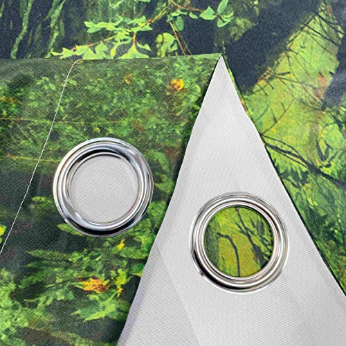 Anhope Jungle Curtains - Forest Nature Rainforest Scenery Waterfall Green Tree Leaf Print Pattern Grommet Room Darkening Blackout Window Drapes For Bedroom Living Room Cafe Office 2 Panels W52 X L84 #TOP2