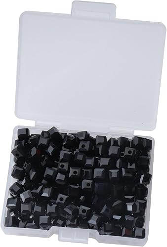 Miniatura 6 de Ruwado 200 cuentas de cristal en forma de cubo con caja de almacenamiento, mini cuentas espaciadoras cuadradas sueltas de 0.157 x 0.157 x 0.157 in